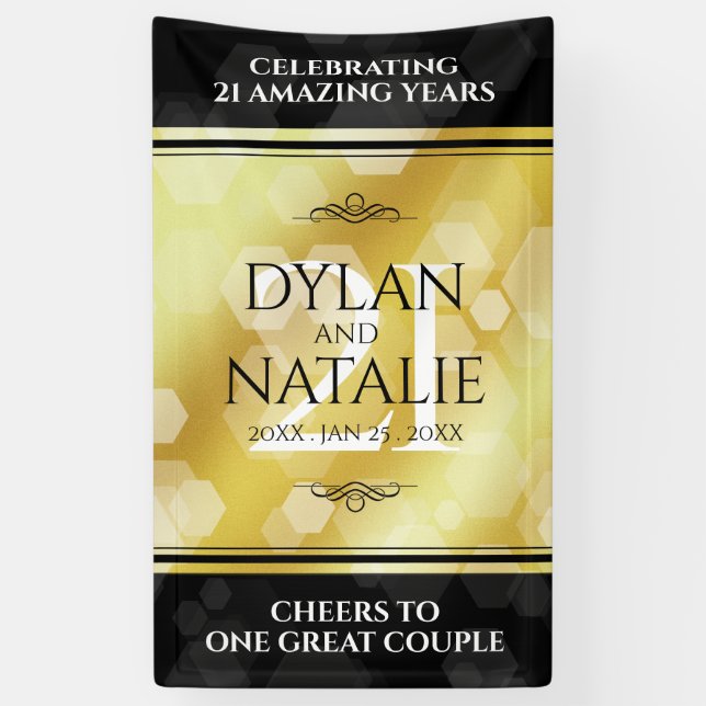 Elegant 21st Brass Wedding Anniversary Celebration Banner (Vertical)