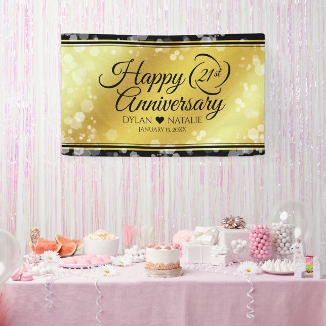 Elegant 21st Brass Wedding Anniversary Celebration Banner (Party)