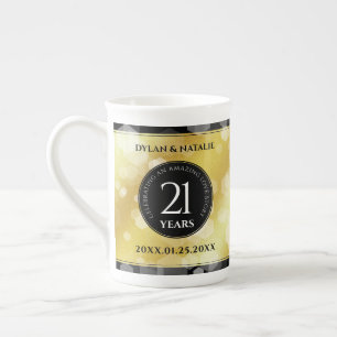 Elegant 21st Brass Wedding Anniversary Celebration Bone China Mug