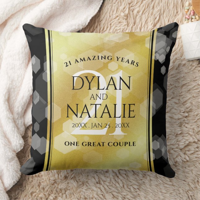 Elegant 21st Brass Wedding Anniversary Celebration Cushion (Blanket)