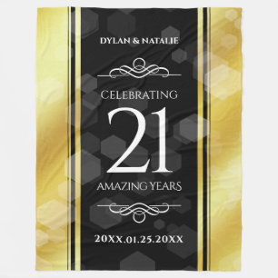 Elegant 21st Brass Wedding Anniversary Celebration Fleece Blanket