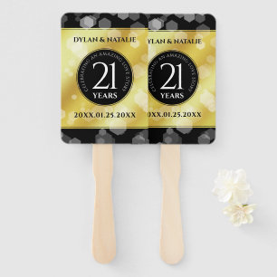 Elegant 21st Brass Wedding Anniversary Celebration Hand Fan