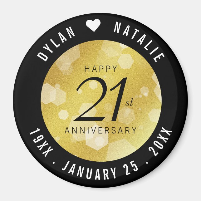 Elegant 21st Brass Wedding Anniversary Celebration Magnet (Front)