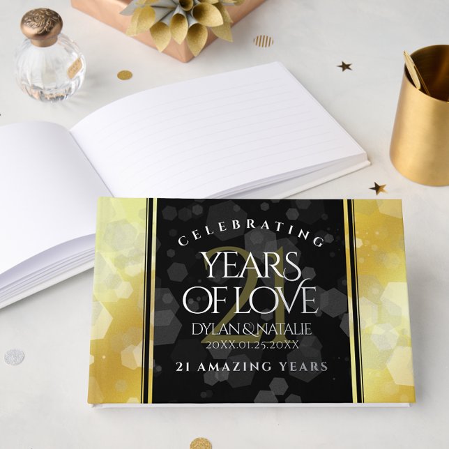 Elegant 21st Brass Wedding Anniversary Guest Book (Elegant 21st Brass Wedding Anniversary Foil Guest Book Cover Photo)