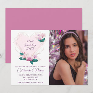 Elegant 22nd birthday invitations Floral Photo