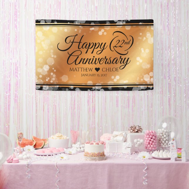 Elegant 22nd Copper Wedding Anniversary Banner (Party)