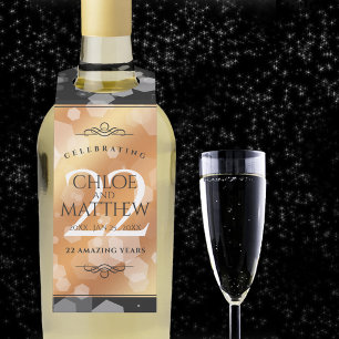 Elegant 22nd Copper Wedding Anniversary Bottle Tag