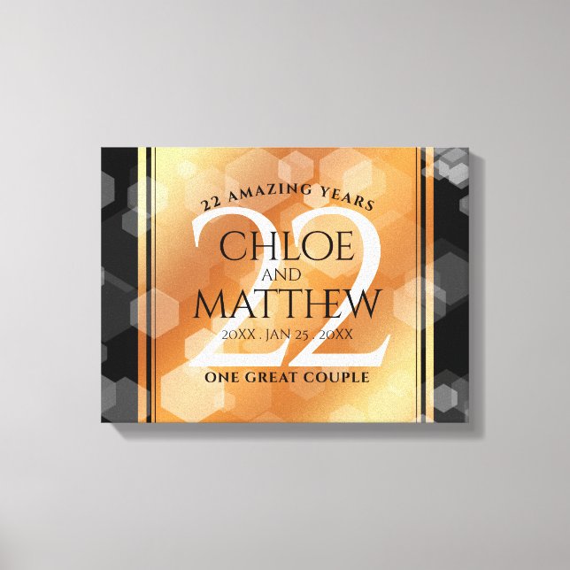 Elegant 22nd Copper Wedding Anniversary Canvas Print (Front)