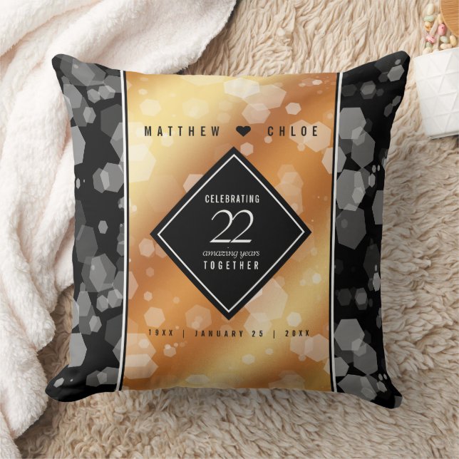 Elegant 22nd Copper Wedding Anniversary Cushion (Blanket)