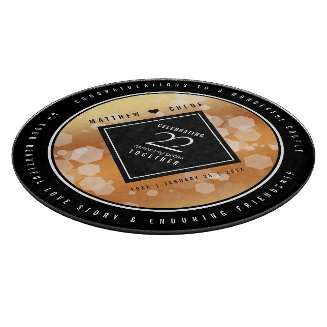 Elegant 22nd Copper Wedding Anniversary Cutting Board (Corner)