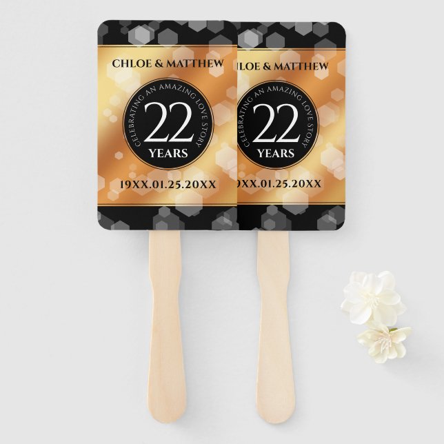 Elegant 22nd Copper Wedding Anniversary Hand Fan (Front and Back)