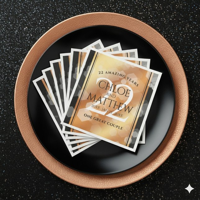 Elegant 22nd Copper Wedding Anniversary Napkin (Elegant 22nd Copper Wedding Anniversary Napkins Cover Photo)