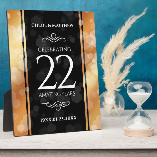 Elegant 22nd Copper Wedding Anniversary Plaque (Side)