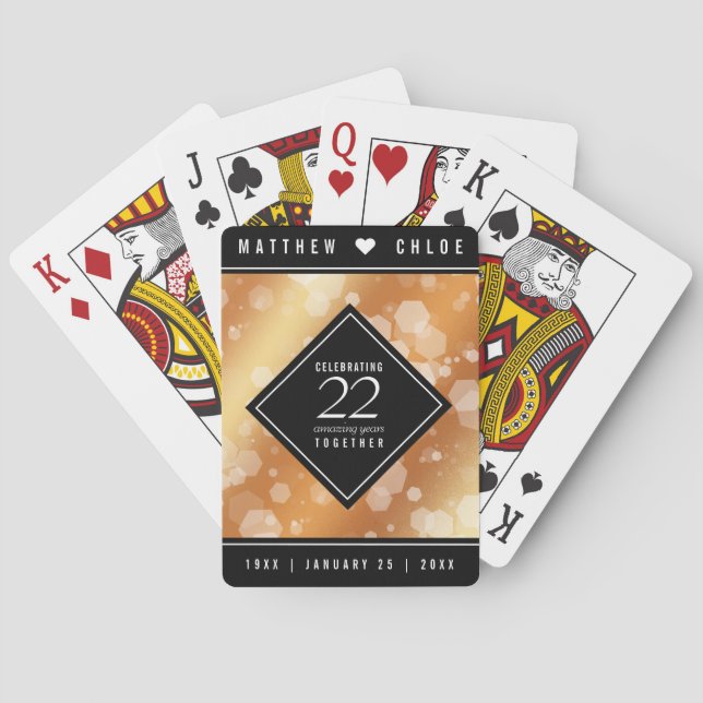 Elegant 22nd Copper Wedding Anniversary Playing Cards (Back)