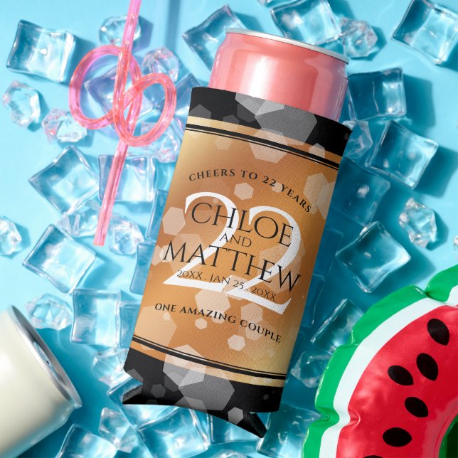 Elegant 22nd Copper Wedding Anniversary Seltzer Can Cooler (In Situ Summer)