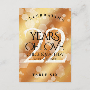 Elegant 22nd Copper Wedding Anniversary Table Card