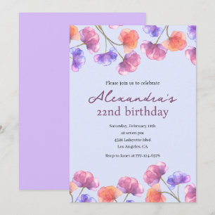 Elegant 22nd invitations Boho Floral Chic