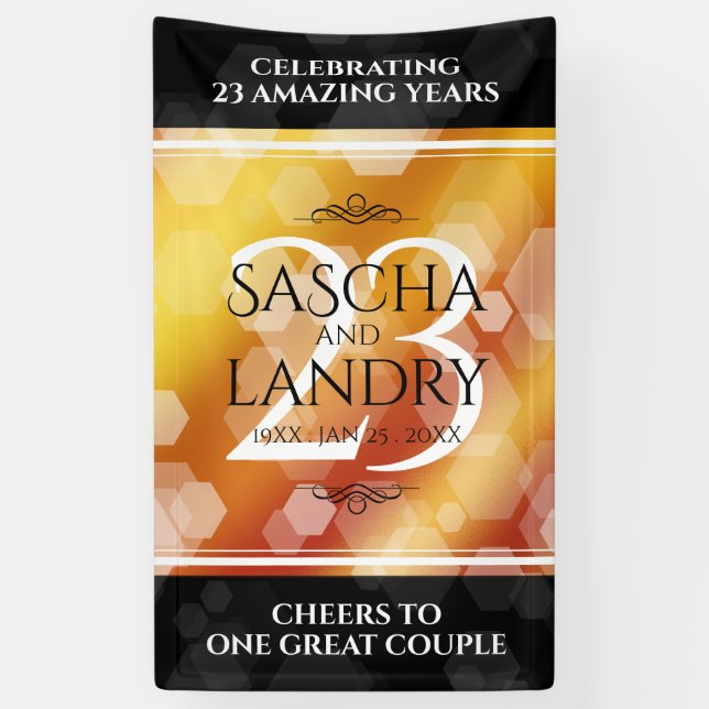 Elegant 23rd Imperial Topaz Wedding Anniversary Banner (Vertical)