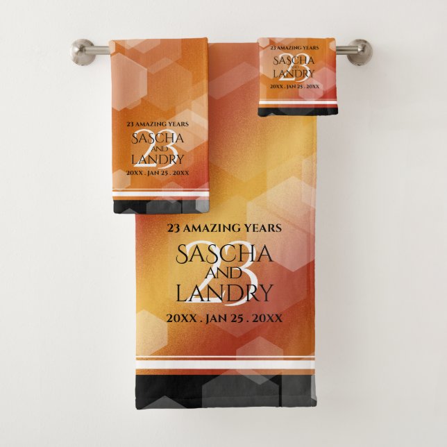 Elegant 23rd Imperial Topaz Wedding Anniversary Bath Towel Set (Insitu)