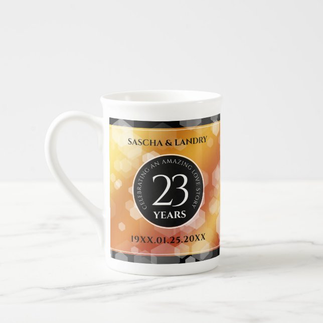 Elegant 23rd Imperial Topaz Wedding Anniversary Bone China Mug (Left)