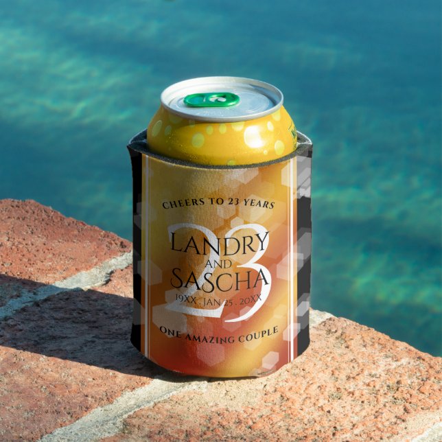 Elegant 23rd Imperial Topaz Wedding Anniversary Can Cooler (In Situ Pool)