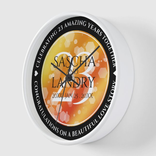 Elegant 23rd Imperial Topaz Wedding Anniversary Clock (Angle)