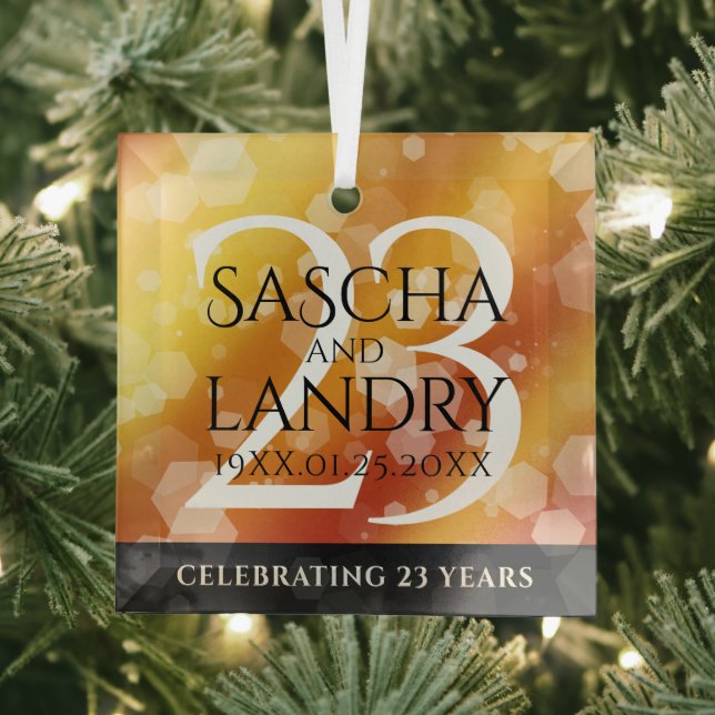 Elegant 23rd Imperial Topaz Wedding Anniversary Glass Tree Decoration (Insitu)