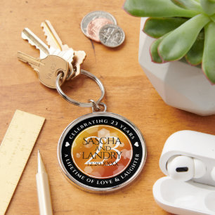 Elegant 23rd Imperial Topaz Wedding Anniversary Key Ring