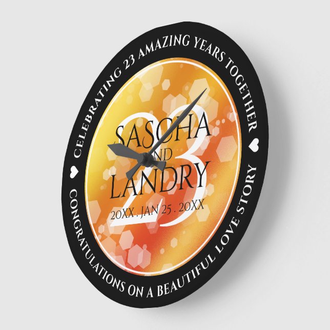 Elegant 23rd Imperial Topaz Wedding Anniversary Large Clock (Angle)