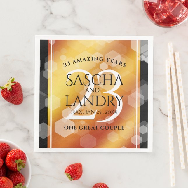 Elegant 23rd Imperial Topaz Wedding Anniversary Napkin (Insitu)