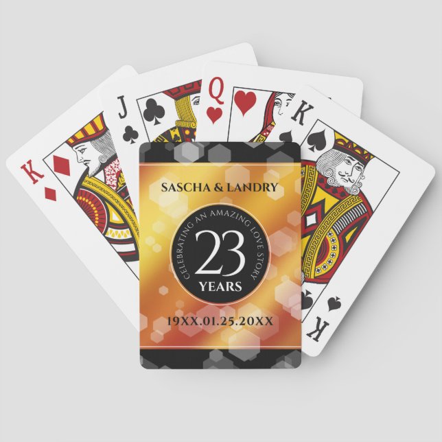 Elegant 23rd Imperial Topaz Wedding Anniversary Playing Cards (Back)