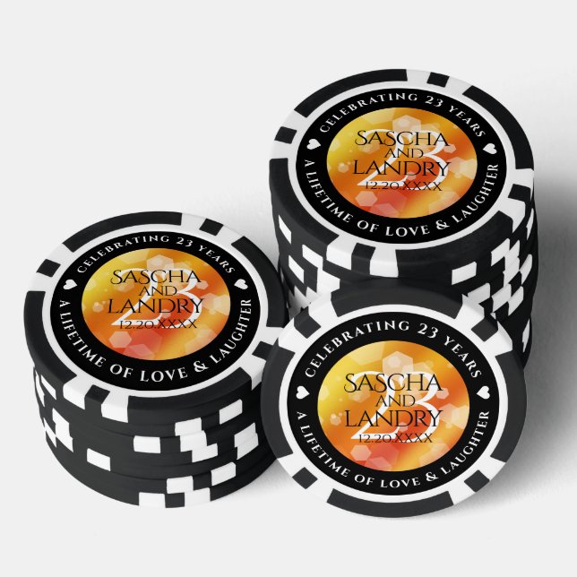Elegant 23rd Imperial Topaz Wedding Anniversary Poker Chips (Stack)