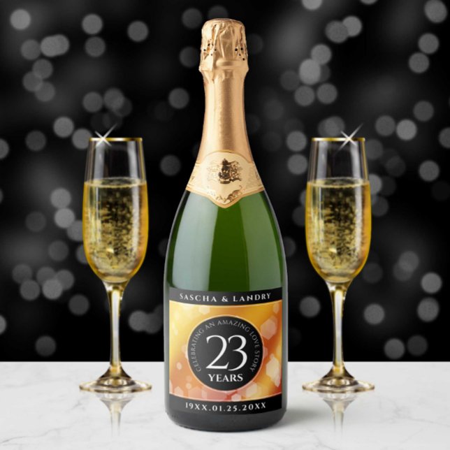 Elegant 23rd Imperial Topaz Wedding Anniversary Sparkling Wine Label (Creator Uploaded)