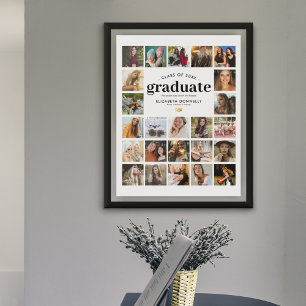 Elegant 24 Photo Collage Graduation Poster