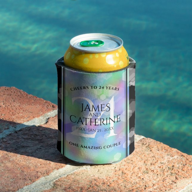 Elegant 24th Opal Wedding Anniversary Celebration Can Cooler (In Situ Pool)