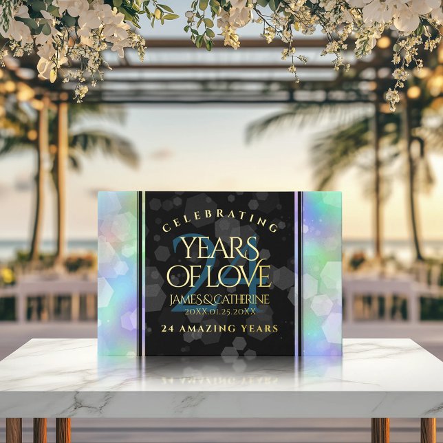 Elegant 24th Opal Wedding Anniversary Celebration Guest Book (24th Opal Wedding Anniversary 9x6-inch Foil Guest Book Cover Photo)