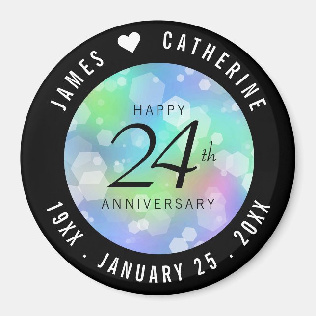 Elegant 24th Opal Wedding Anniversary Celebration Magnet (Front)