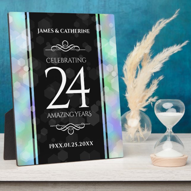 Elegant 24th Opal Wedding Anniversary Celebration Plaque (Side)