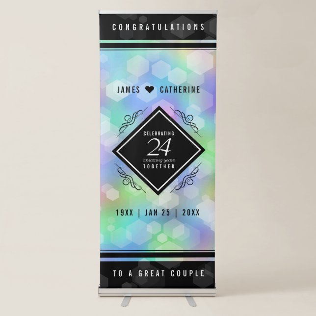 Elegant 24th Opal Wedding Anniversary Celebration Retractable Banner (Front)