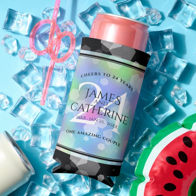 Elegant 24th Opal Wedding Anniversary Celebration Seltzer Can Cooler (In Situ Summer)