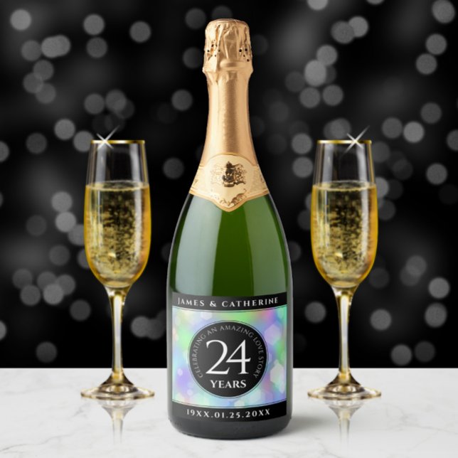 Elegant 24th Opal Wedding Anniversary Celebration Sparkling Wine Label (Creator Uploaded)