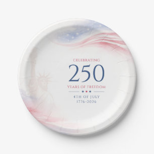 Elegant 250th American Independence Day 4th July Paper Plate
