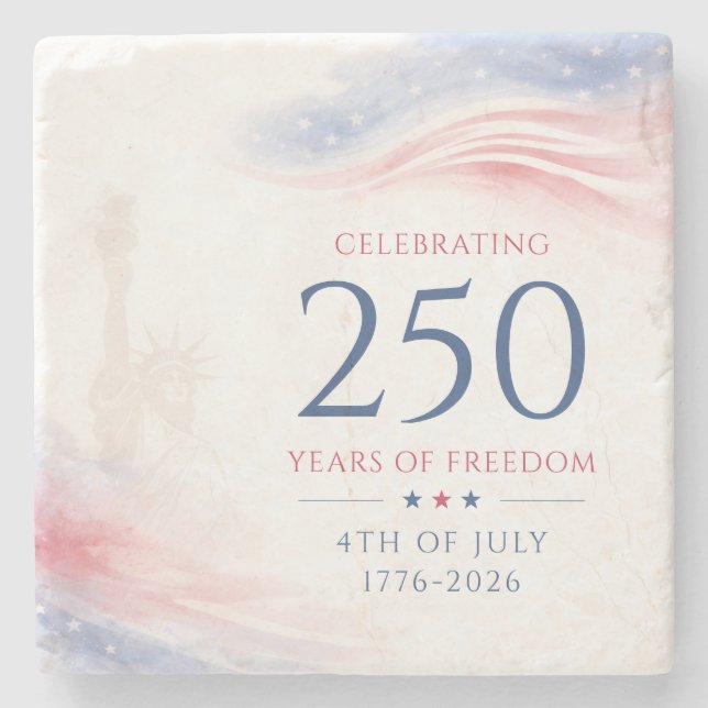 Elegant 250th American Independence Day 4th July Stone Coaster (Front)
