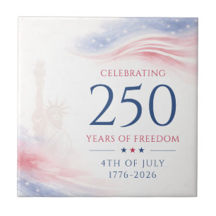 Elegant 250th American Independence Day 4th July Tile