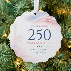 Elegant 250th American Independence Day 4th July Tree Decoration Card