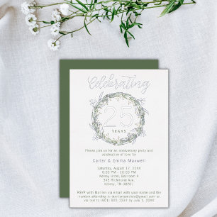 Elegant 25th Anniversary Party Invite Real Foil
