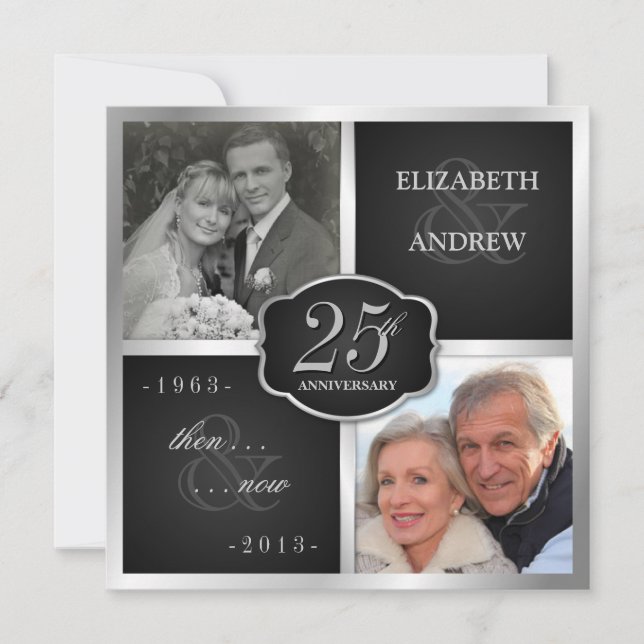 Elegant 25th Anniversary Party Vow Renewal Invitation (Front)
