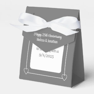 Elegant 25th Anniversary Romantic Hearts Silver Favour Box