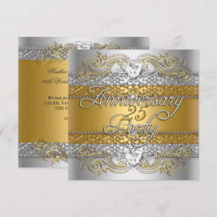 Elegant 25th Anniversary Silver Gold Celebration Invitation