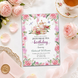 Elegant 25th Birthday High Tea Party Invitation